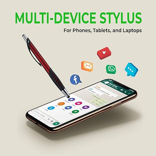 Miniatura 3 de Lápiz capacitivo 2 en 1 y bolígrafo de clic con agarre cómodo para dispositivos de pantalla táctil universales, tabletas, iPad, iPhone 6,6 Plus,