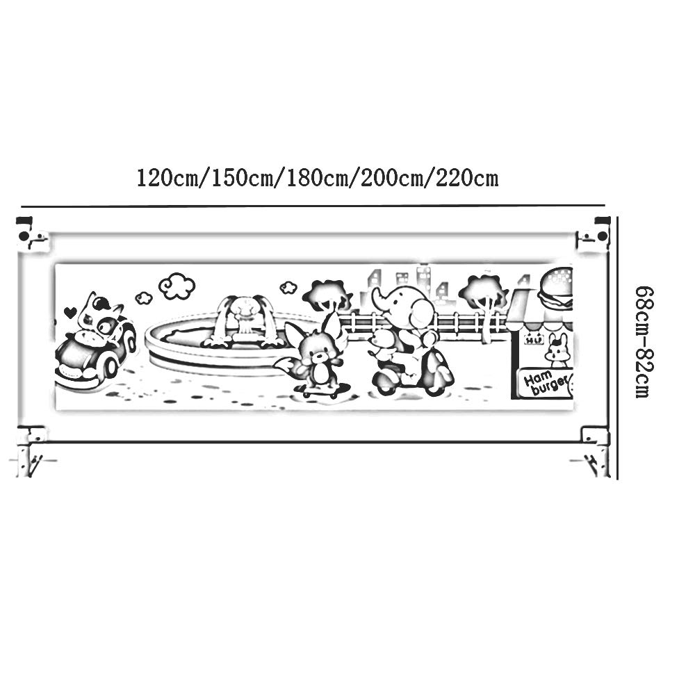 Barandilla de Cama para bebé, Protector de Cama, anticaídas, Lavable, Vertical, elevable, para niños pequeños, Amarillo, 150 cm x 68 cm.
