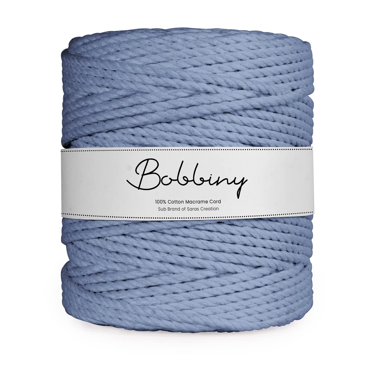 BOBBINY | 3 Ply Twisted Macrame Cotton Cord Dori (Roll Packaging) Thread For Macrame Diy And Other Projects | Dark Purple | 3Mm,100 Meter, Blue
