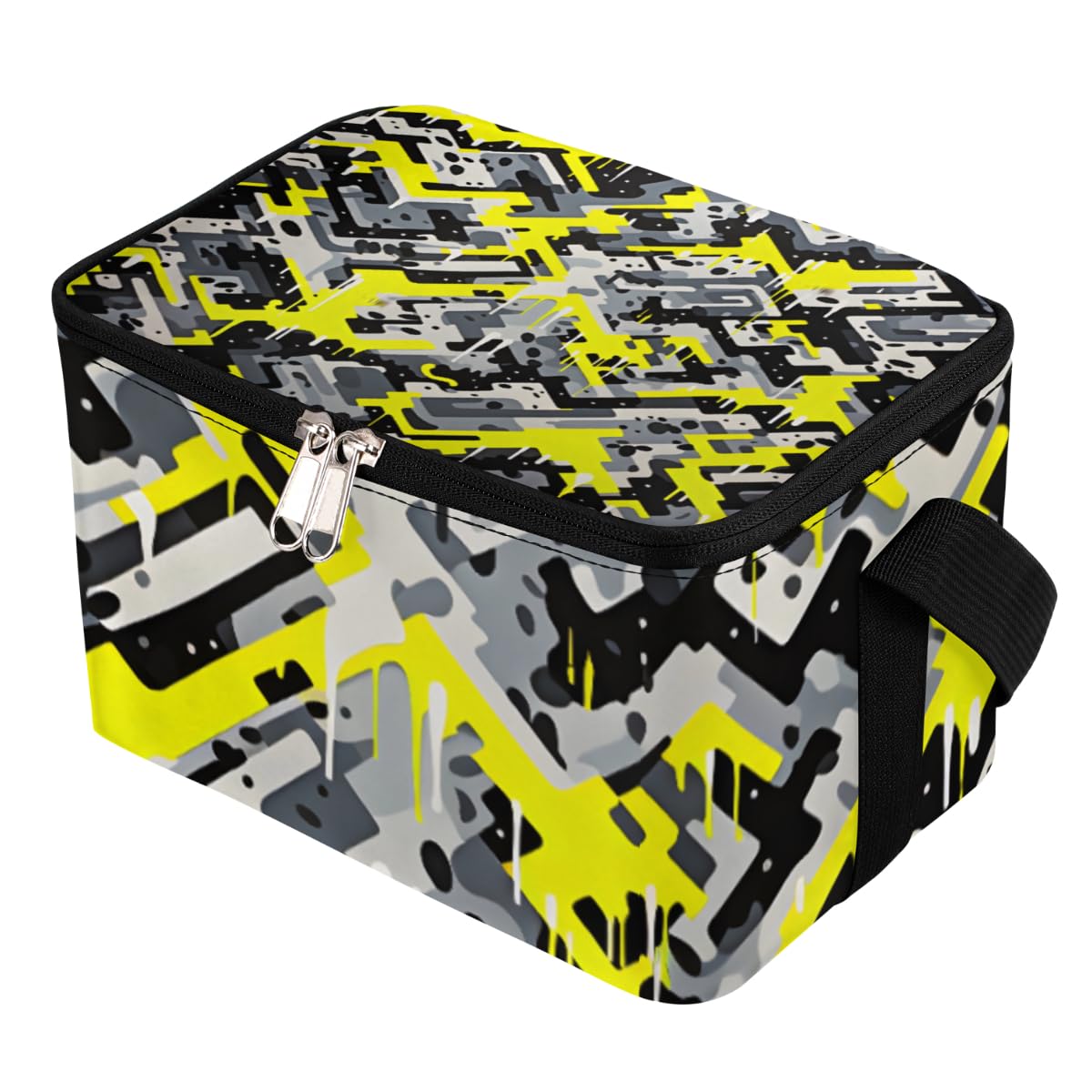 GzLeyigou Lunch Bags for Women Men 9 Cans,Yellow Camo Skin Hot & Cold Food Delivery Bag Insulated Grocery Bag Insulated Lunch Box Decor Cooler Bag for Office Work Picnic Beach