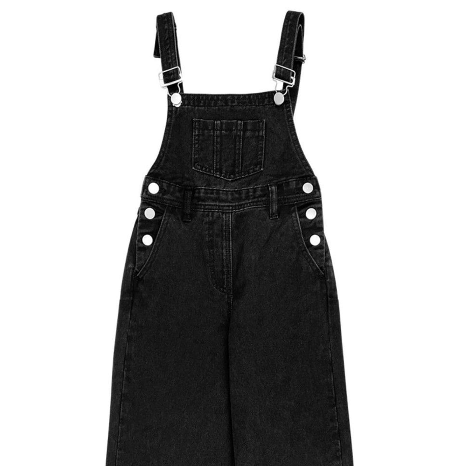 Salopette Baggy Denim Ragazze Gamba Larga Salopette Salopette Senza Maniche Cinturino Regolabile Jean Tute Scuola Gamba Dritta Elastico Casual Vintage Bretella Pantaloni