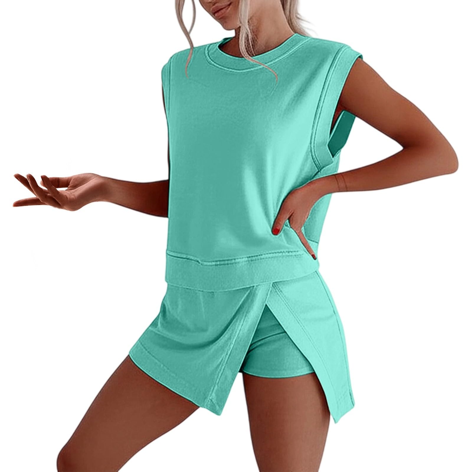 Workout Sets For Women Summer Lounge Short Skirt With Lining Shorts Sweatsuits 2 Piece Plus Size Gym Biker