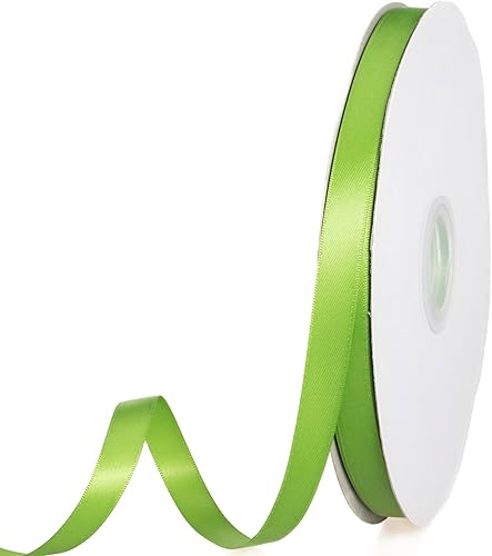 Vista 218 de Cinta de satén de poliéster de doble cara de color sólido, 1 pulgada de ancho, 100 yardas de largo, perfecta para bodas, envoltura de regalos, Oro