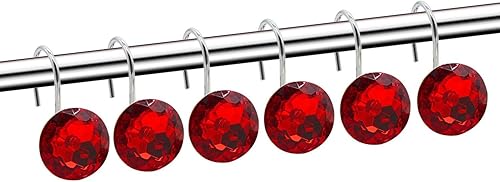 Miniatura 2 de Anillos para cortina de regadera con forma de diamante/estrás decorativo circular de acrílico brillante; conjunto de 12 anillos deslizantes para