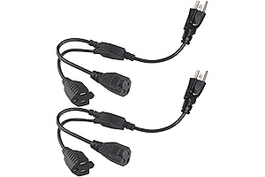 KUNCAN Power Cord Extension Y Splitter - 2 Way Outlet Adapter, Plug 1