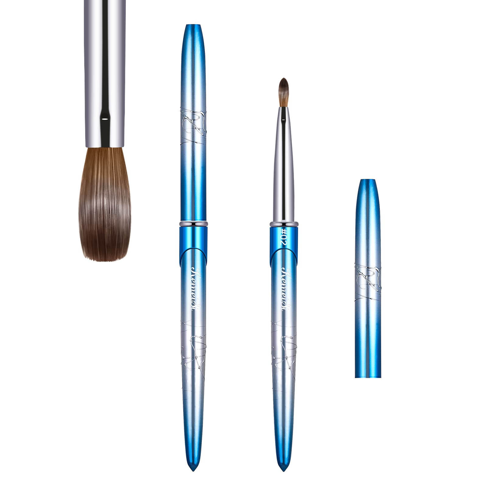 Nail Art Brushes Kolinsky Acrylic Nail Brush for Acrylic Application Nail Extension, Nail Design Brushes Nail Tools for Professional Manicure Salon DIY at Home, Blue Gradient (#02)