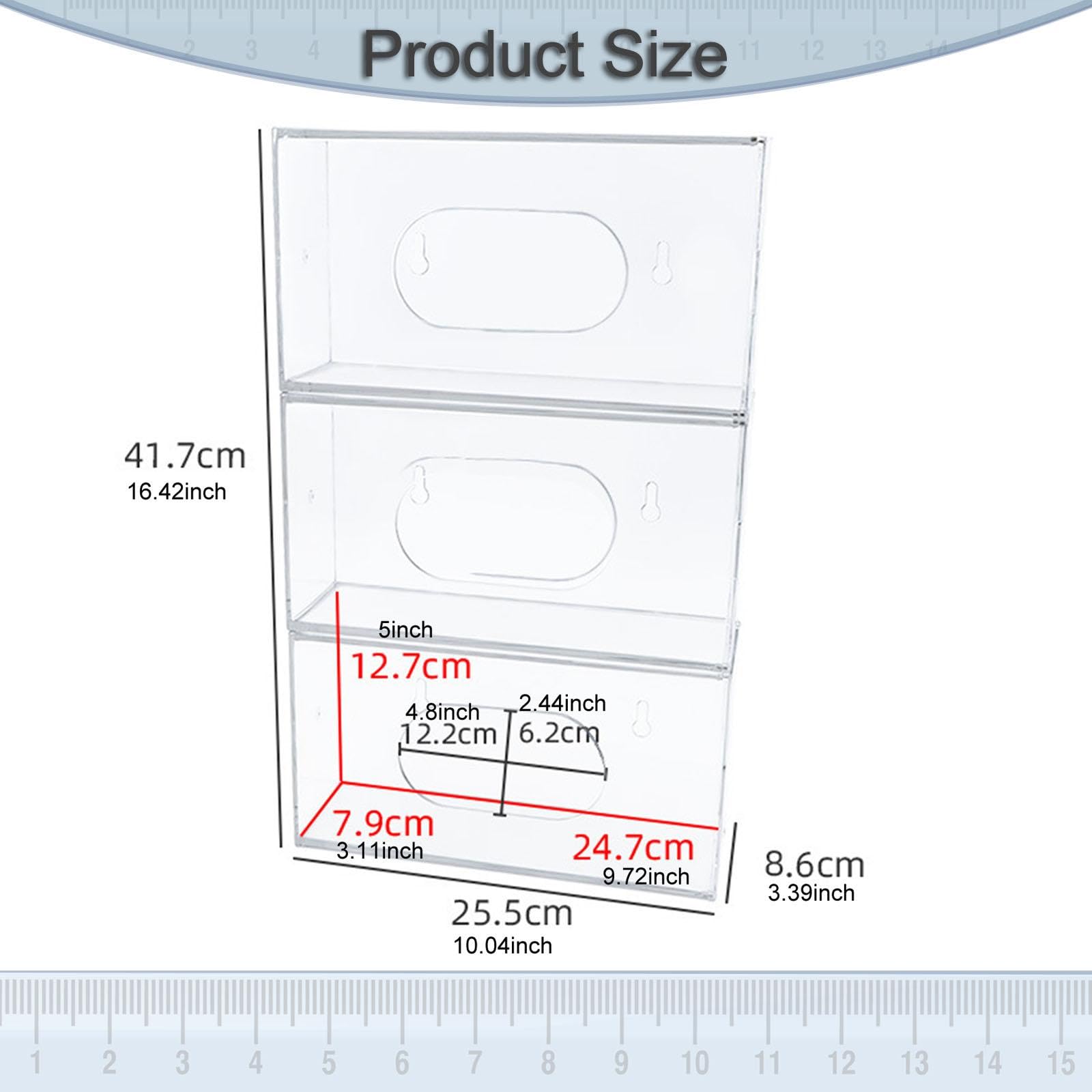 Gralara 3 Stück Handschuhspender Box Wandmontiert Aufbewahrungsbox Organizer Behälter PETG Material Transparent für Labor Küche Reinigung, 3 Stück