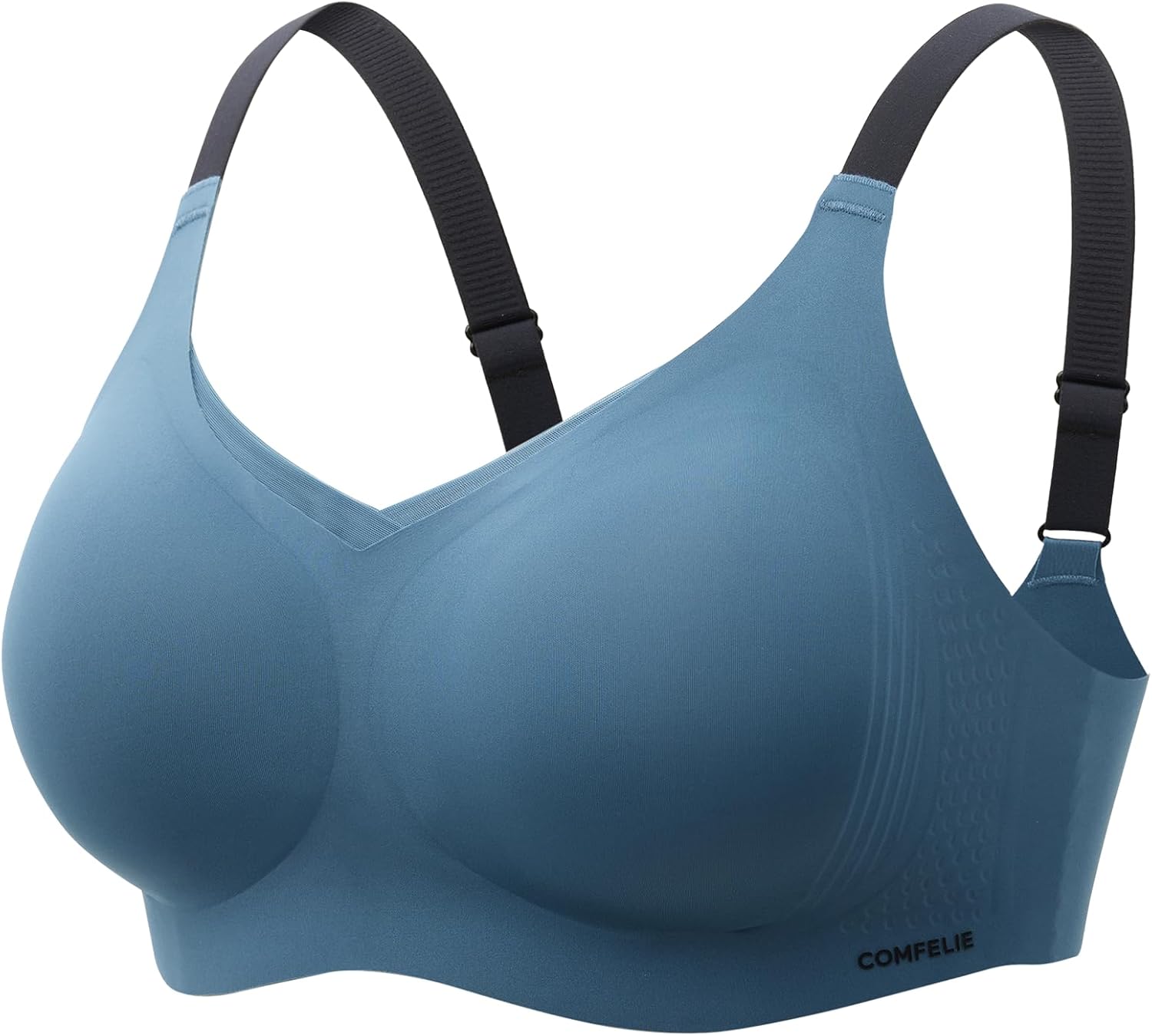 COMFELIE Women No Underwire Bra Comfort Seamless Full Coverage Mesh Bralette Bra with Adjustable Contrast Color Strap S-4XL