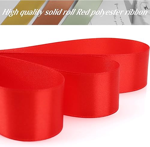 Miniatura 4 de Cinta roja de 1 pulgada para envolver regalos, 50 yardas, corona de fiesta de boda, costura, accesorios para el cabello, decoración floral, globos