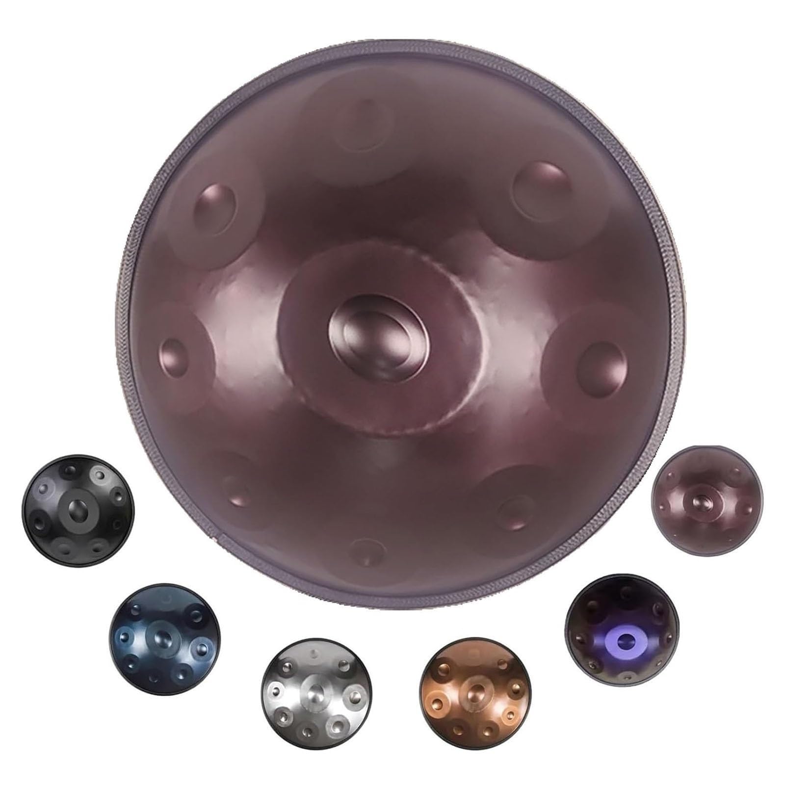 Handpan dla dorosłych, stalowy bęben ręczny (432 Hz/440 Hz), instrument perkusyjny 9/10/12-nutowy z podstawką, pokrowcem i koszulkami, zestaw handpansów (brązowy, 440 Hz / 10 nut)