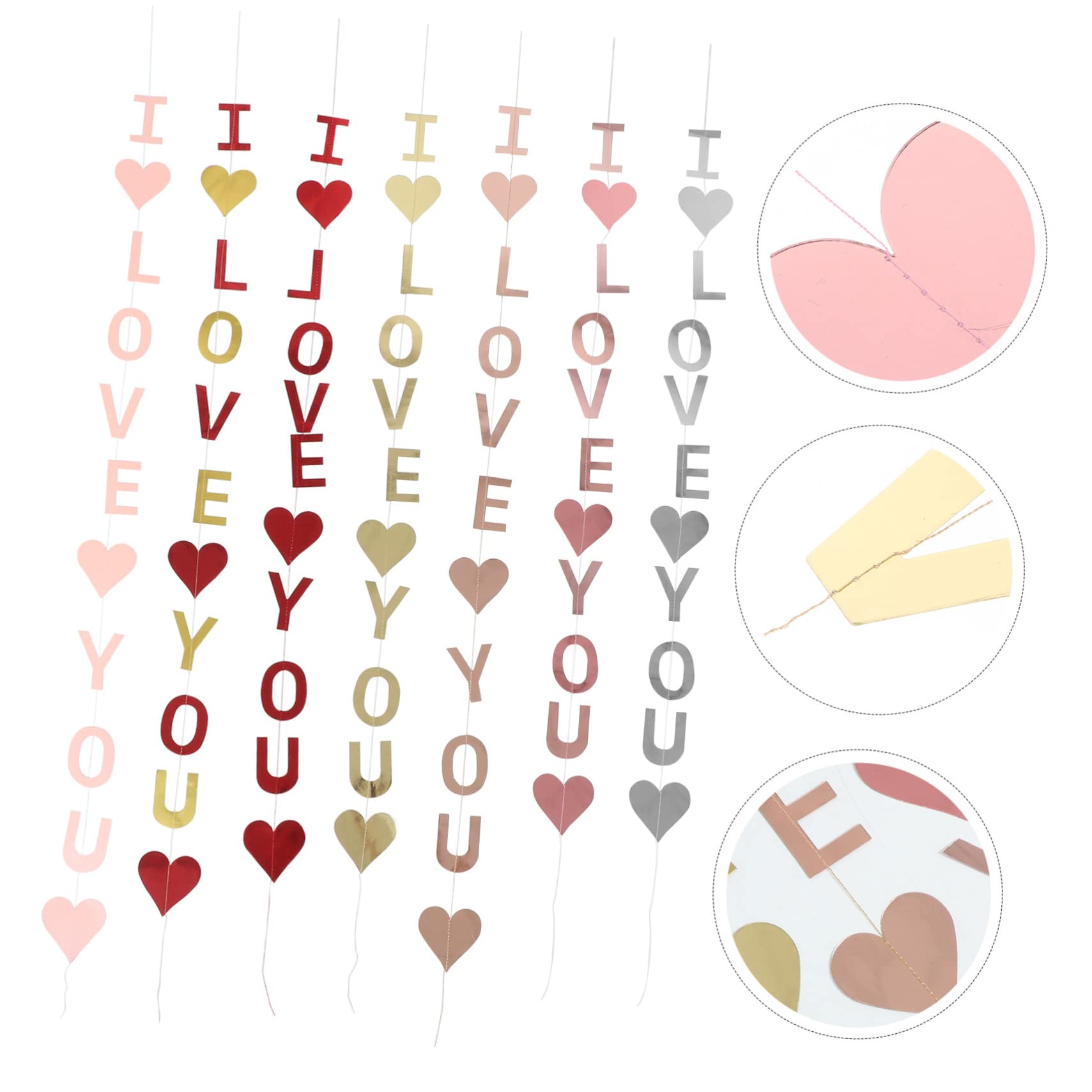 MAGICLULU 4 Sätze Dekorative Gegenstände Willkommen Zuhause Frohe Weihnachten Ammer Hängendes Herz Hochzeitsdeko Wandverkleidung Ich Liebe Dich Banner Hochzeitsbanner Papier 7 Stück * 4