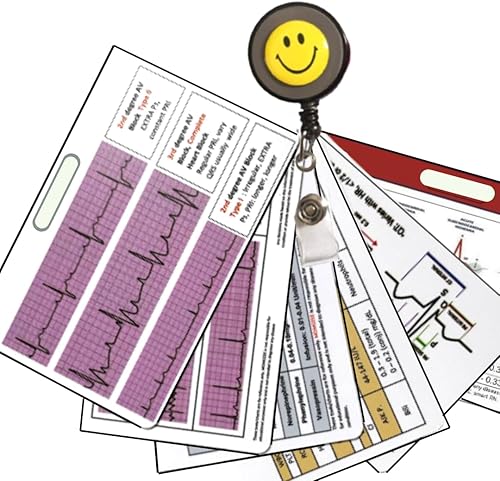 Miniatura 1 de EKG Tarjeta de referencia de insignia de enfermería  Estudiante de enfermería, ritmo de enfermera de telemetría, valor de laboratorio, goteo