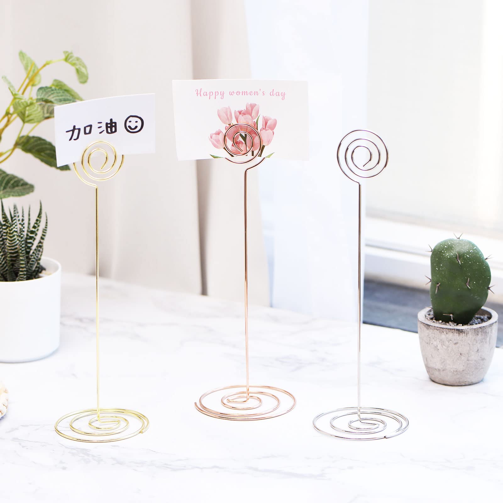 sourcing map 24Stk Tisch Nummer Halterungen 8.66" 220mm Hoch Kreis Form Stahl Foto Halterungen für Mittelstücke Tisch Platzkarte Halterung für Hochzeit Rezeption Party Büro Haus Rose Gold