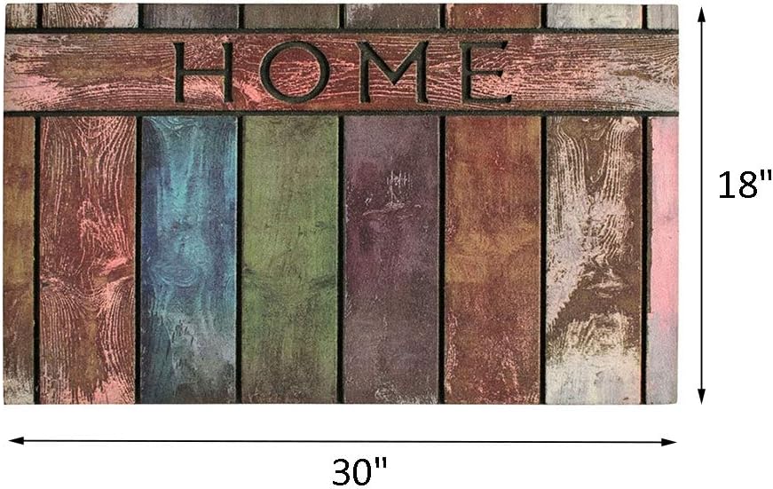 E-view Flocked Welcome Mat Heavy-Duty Doormat with Non-slip Rubber Backing 18"x30" - Outdoor Indoor Entrance Rug Patio Door Mat Painted Fence
