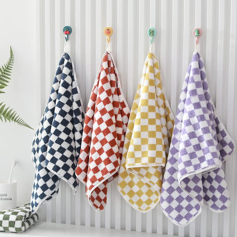 HomeCloud Microfiber Soft & Fuffy Hand Towel 400 GSM with Hanging Loop | Soft, Highly Absorbent & Fast Dry | Perfect for Home, Pool & Gym | (75x35cm) (Chess_Multi, Set of 2)