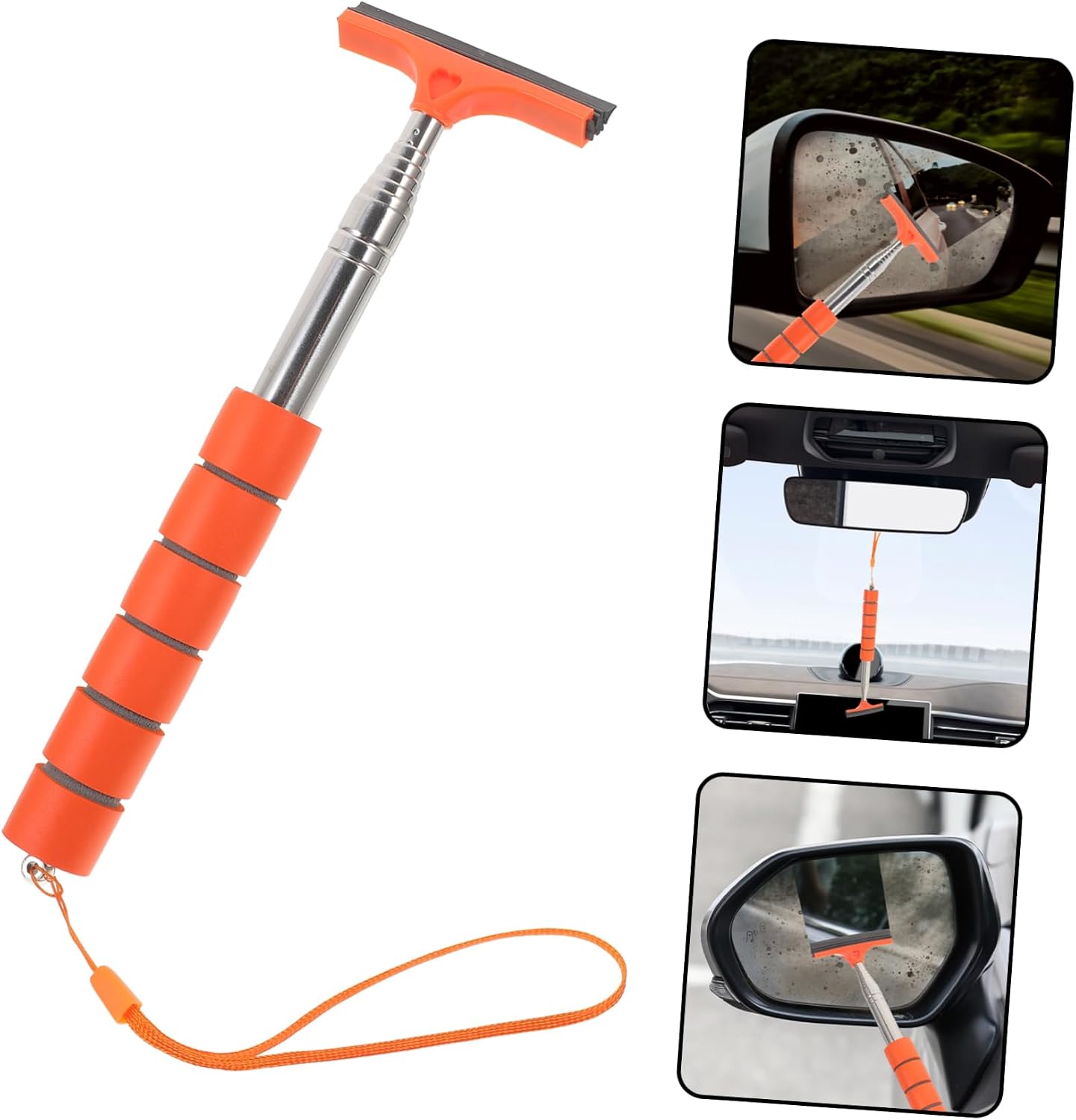 Car Rearview Mirror Wipe Squeegee Tool Retractable Window Cleaner for Safe and Car Cleaning for Rainy and Foggy Weather
