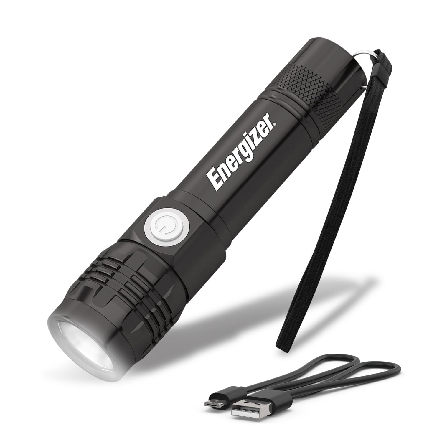 Energizer Rechargeable Metal LED Torch – 350 Lumens, USB, Aluminium | Flashlight for Outdoor Lights, Ideal for Emergencies & Camping. Water and Impact Resistant, Micro USB Charging Cable Included