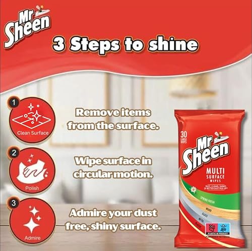 Mr. Sheen Furniture Wipes Spring Fresh Scent, Multiple Surface Wipes, 30 per pack, Pack of 6, 6 x 30 wipes - Image 3