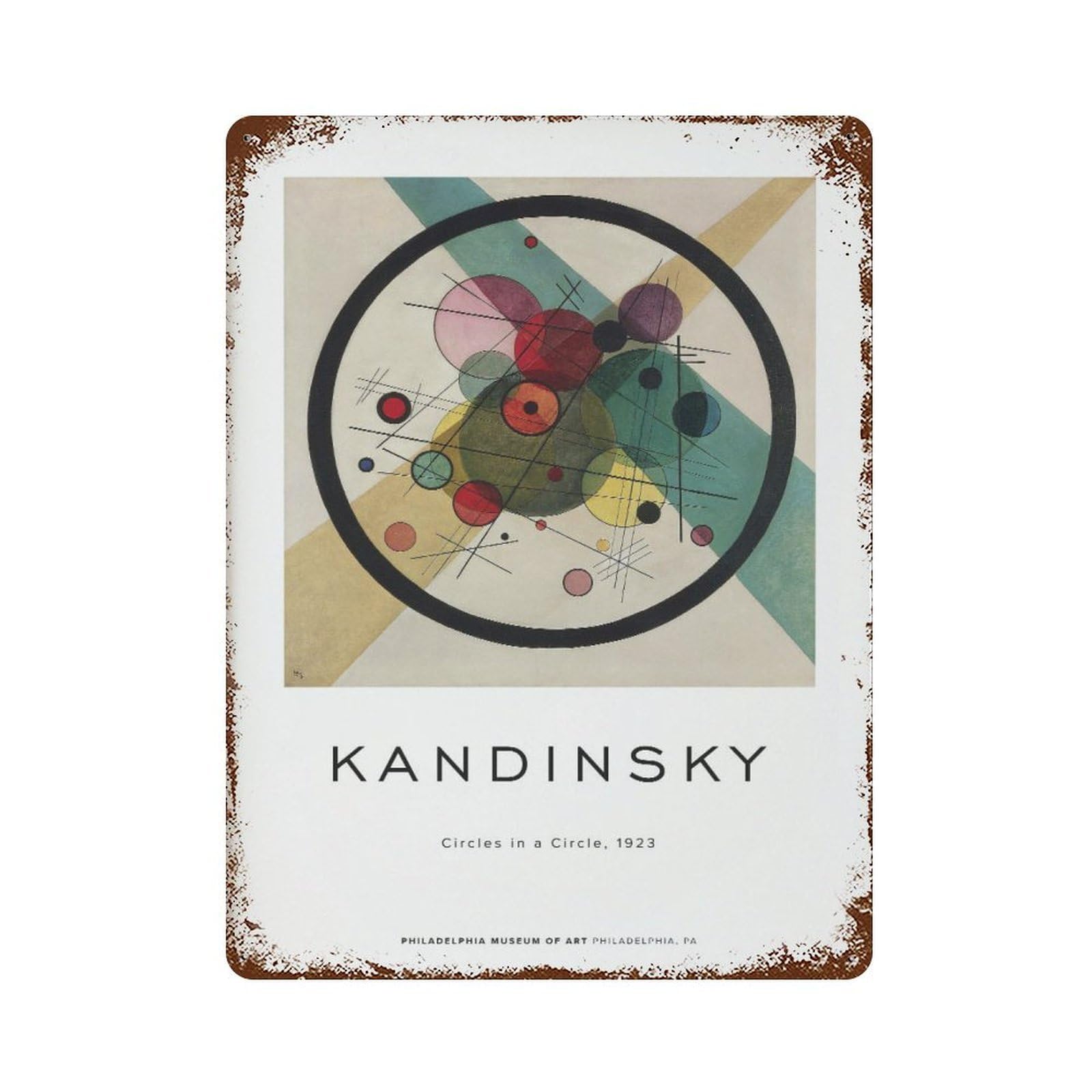 xiaoxiaoshen Kandinsky Circles in A Circle Modern Exhibition Wall Decor Art Metal Tin Poster Modern Home Decor Art Home Bar Shop Decorations Vintage Sign 40x30cm