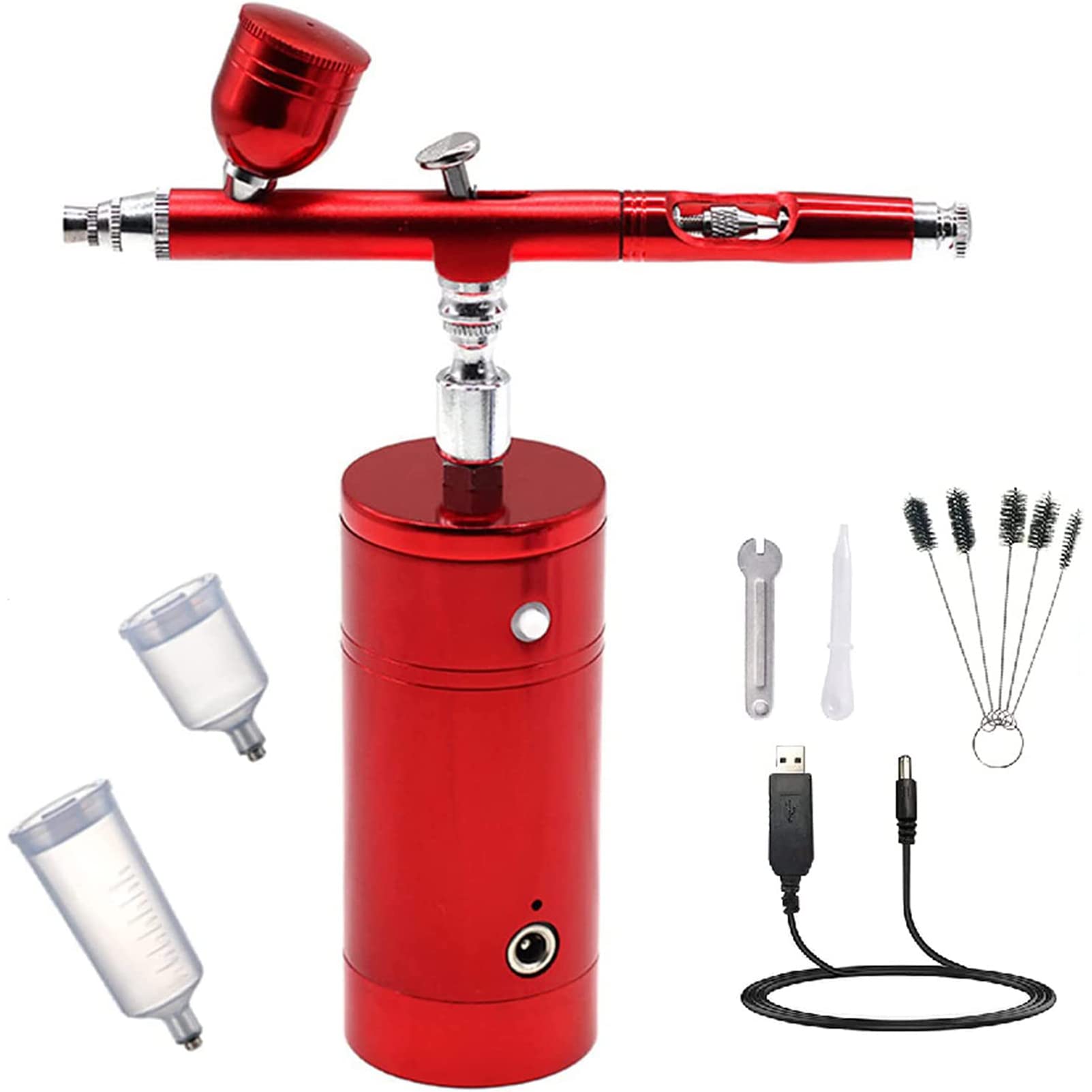 Kit De Aerógrafo De Doble Acción, Mini Juego De Aerógrafo De Maquillaje Portátil De Mano con Punta De Fluido De 0,3 Mm, para Pintar, Arte De Uñas, Moda, Maquillaje, Decoración De Pasteles