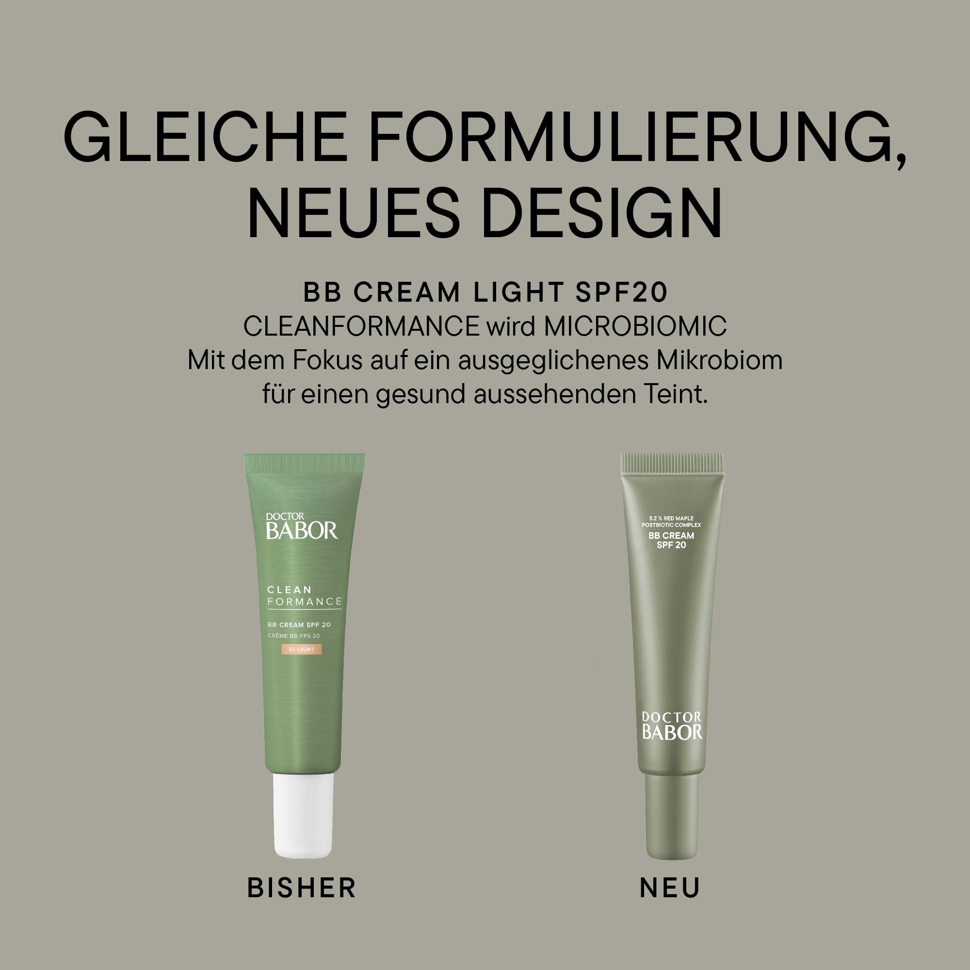 DOCTOR BABOR Microbiomic BB Cream SPF20 (40 ml) – veganes, leichtes Make-Up mit mineralischem Sonnenschutz – getönte Gesichtspflege für einen strahlenden, ebenmäßigen Teint