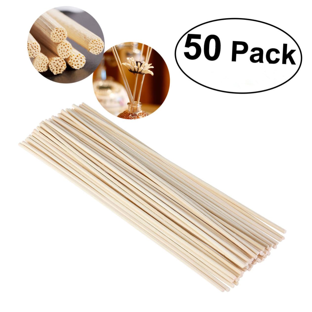 HOOTNEE 100% Natural Wood Sticks 50pcs Aroma Diffuser Replacement for Home Fragrance