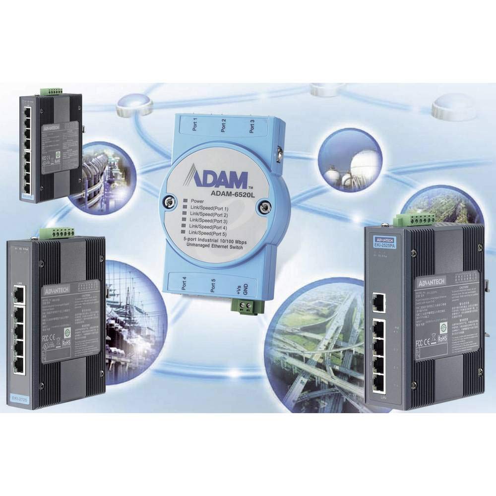 ADVANTECH, EKI-2528-BE, 8Fe Unmanaged Ethernet Switch