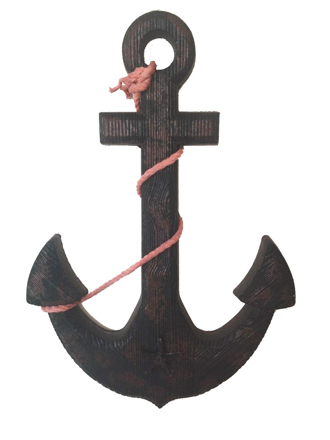 Rainbow Handcrafts Rustic Nautical Wooden Anchor with Rope Crosses Wall Art Decor,Hanging Wood Crossbar Anchor Decorative Home Bathroom Office Beach Themed Home Decoration 18''H