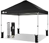 CROWN SHADES Pop Up Gazebo 3m x 3m, Center Lock One Push Instant Pop Up Outdoor Canopy Tent, Heavy Duty Gazebo with Carry Bag, Bonus 8 Stakes and 4 Ropes, Black