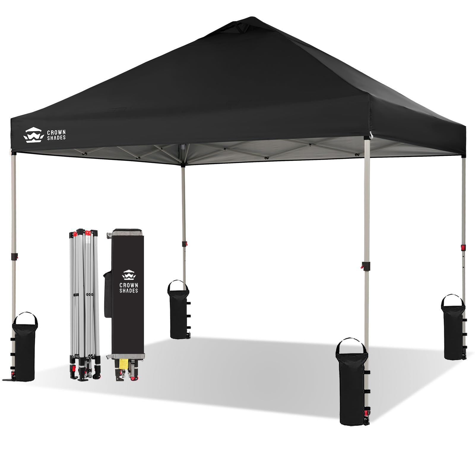 Pop Up Gazebo 3m x 3m, Center Lock One Push Instant Pop Up Outdoor Canopy Tent, Heavy Duty Gazebo with Carry Bag, Bonus 8 Stakes and 4 Ropes, Black