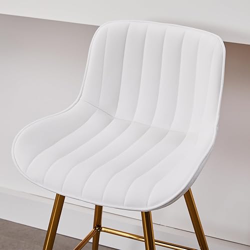 Miniatura 8 de Sidanli Gold - Juego de 2 taburetes de bar blancos con patas doradas, taburetes de terciopelo para isla de cocina, taburetes de bar de lujo de 24