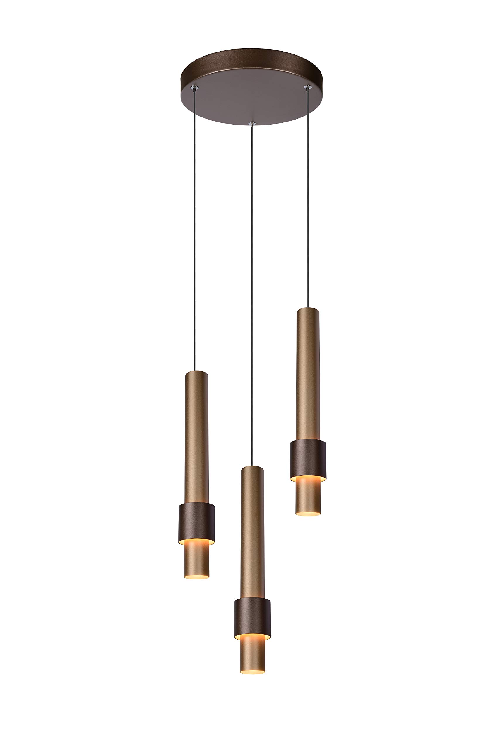 Lucide Coffee Margary Pendant Lights Diameter 28 Cm Led Dim. 3 X 4.3 W 2700 K
