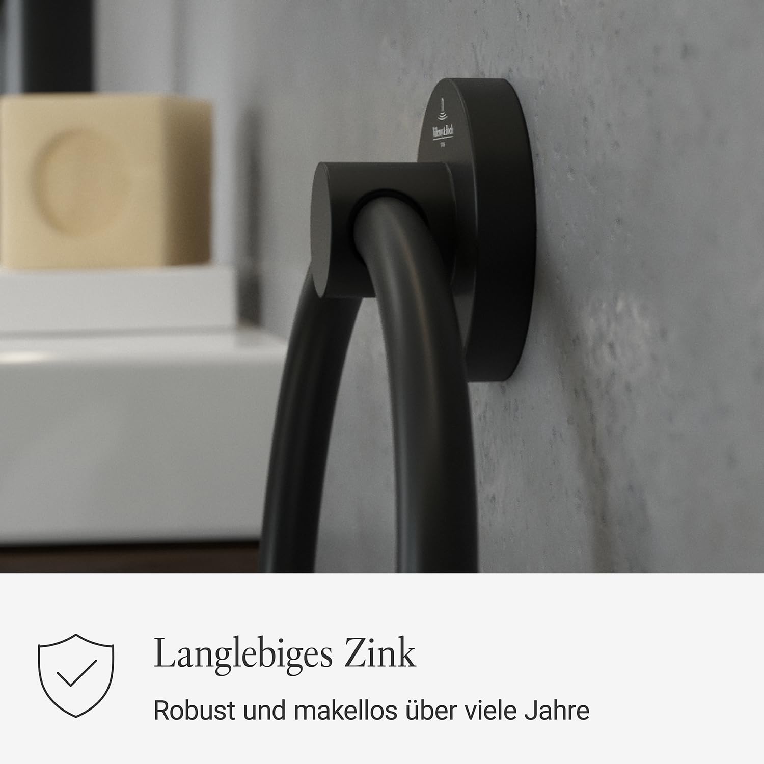 Villeroy & Boch Elements Tender Handtuchhalter, rund – Schwarz Matt