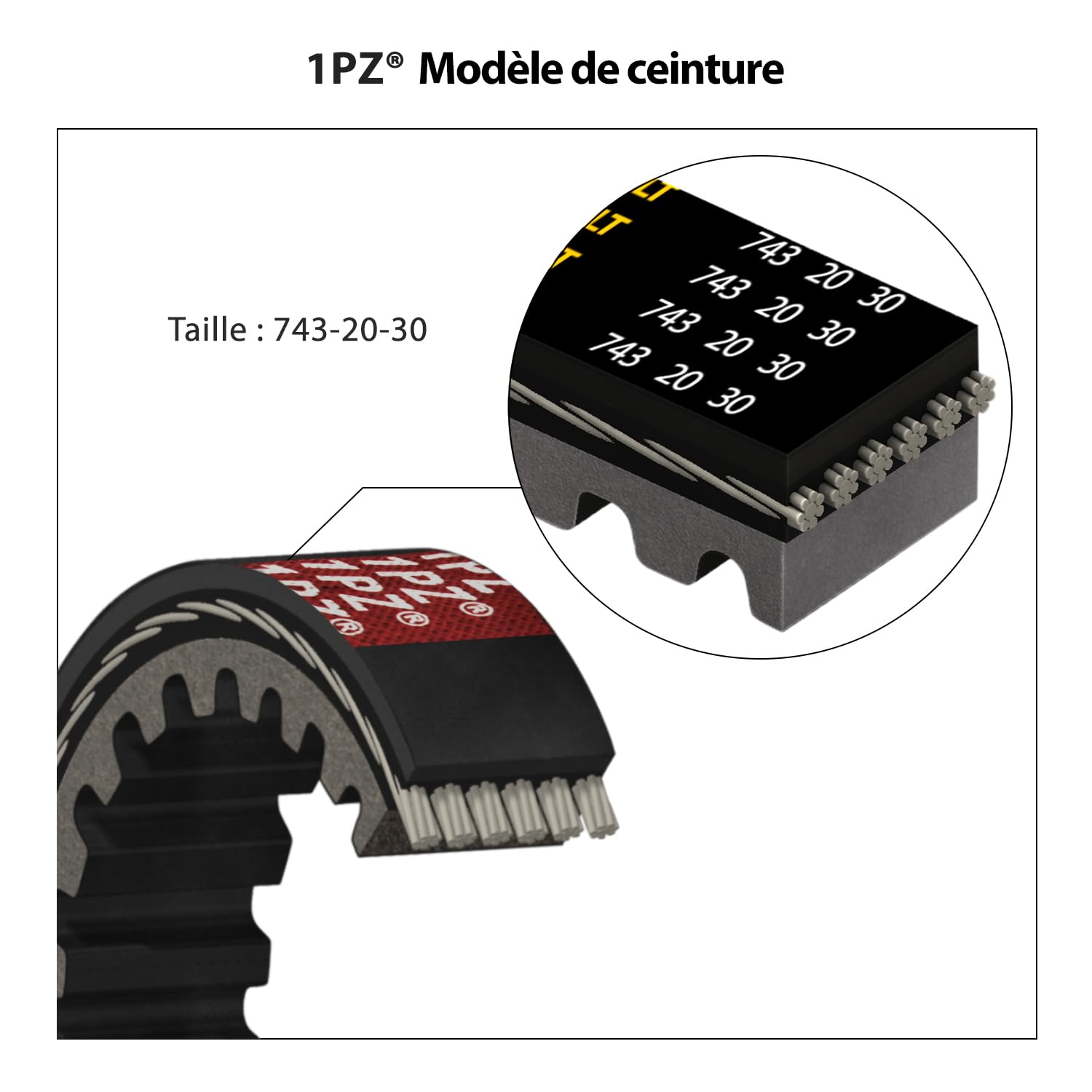 1PZ FBL-743 Ceinture 743-20-30 courroie d'entraînement CVT de scooter remplacement pour GY6 125cc 150cc 152QMI 157QMJ Short Case Scooter Cyclomoteur ATV Go Kart