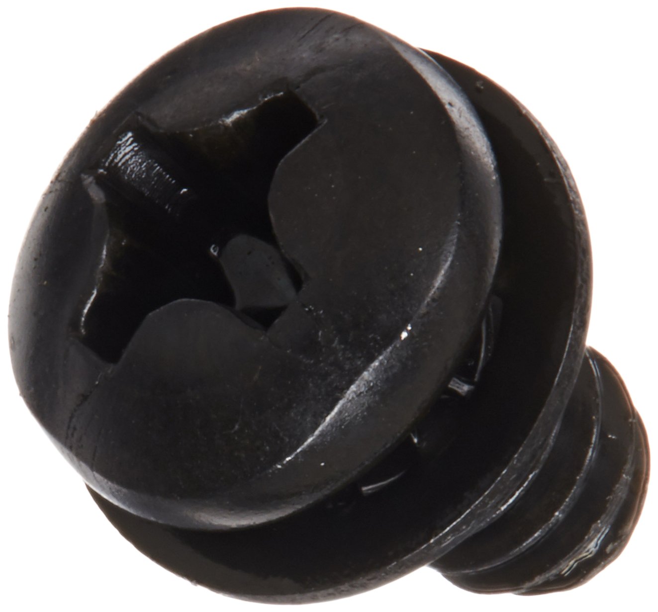 Small Parts 0604IPPB Steel Pan Head Machine Screw w/ Tooth Lock Washer, Black Oxide Finish, Meets ASME B18.13, #2 Phillips, #6-32 Thread Size, 1/4" Length, Fully Threaded, Import (Pack of 100)