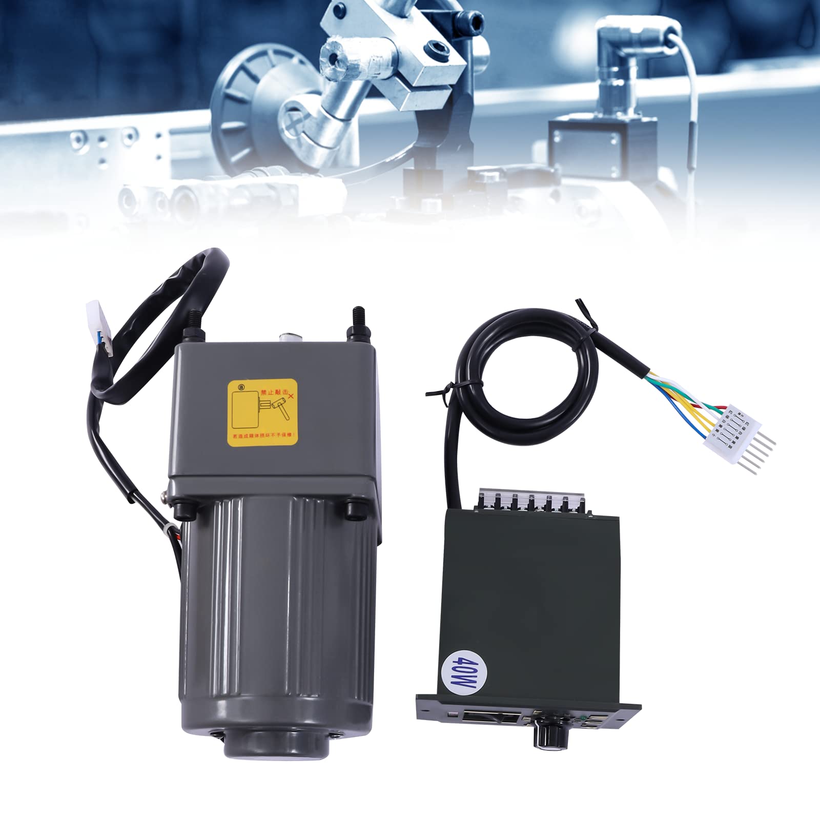 Motor eléctrico, motor de engranaje regulable de CA con regulador de velocidad, actualización de 220 V y 40 W, monofásico, alto par motor asíncrono (0-68 rpm (20 K)