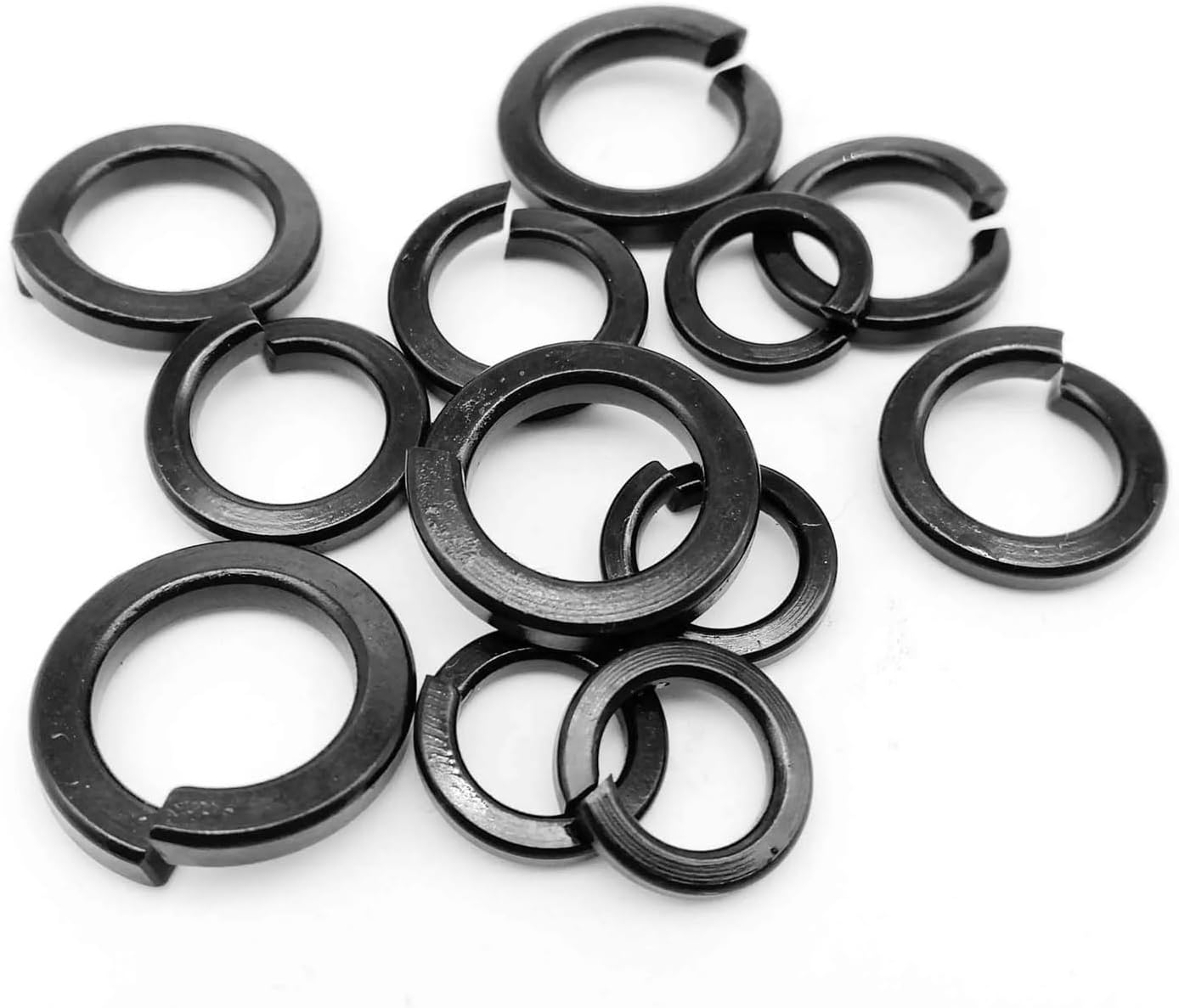 1000pc Mix Size Kit M1.6 M2 .5 M3 M4 M5 M6 M8 Black GB93 Spring Split Lock Washer Elastic Gasket Set