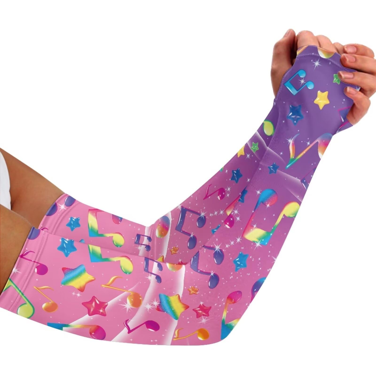POLERO Musical Notes Arm Sleeves for Music Lovers Teachers Summer UV Sun Protection Compression Sleeves Arm Cover for Outdoor Music Festival Size M