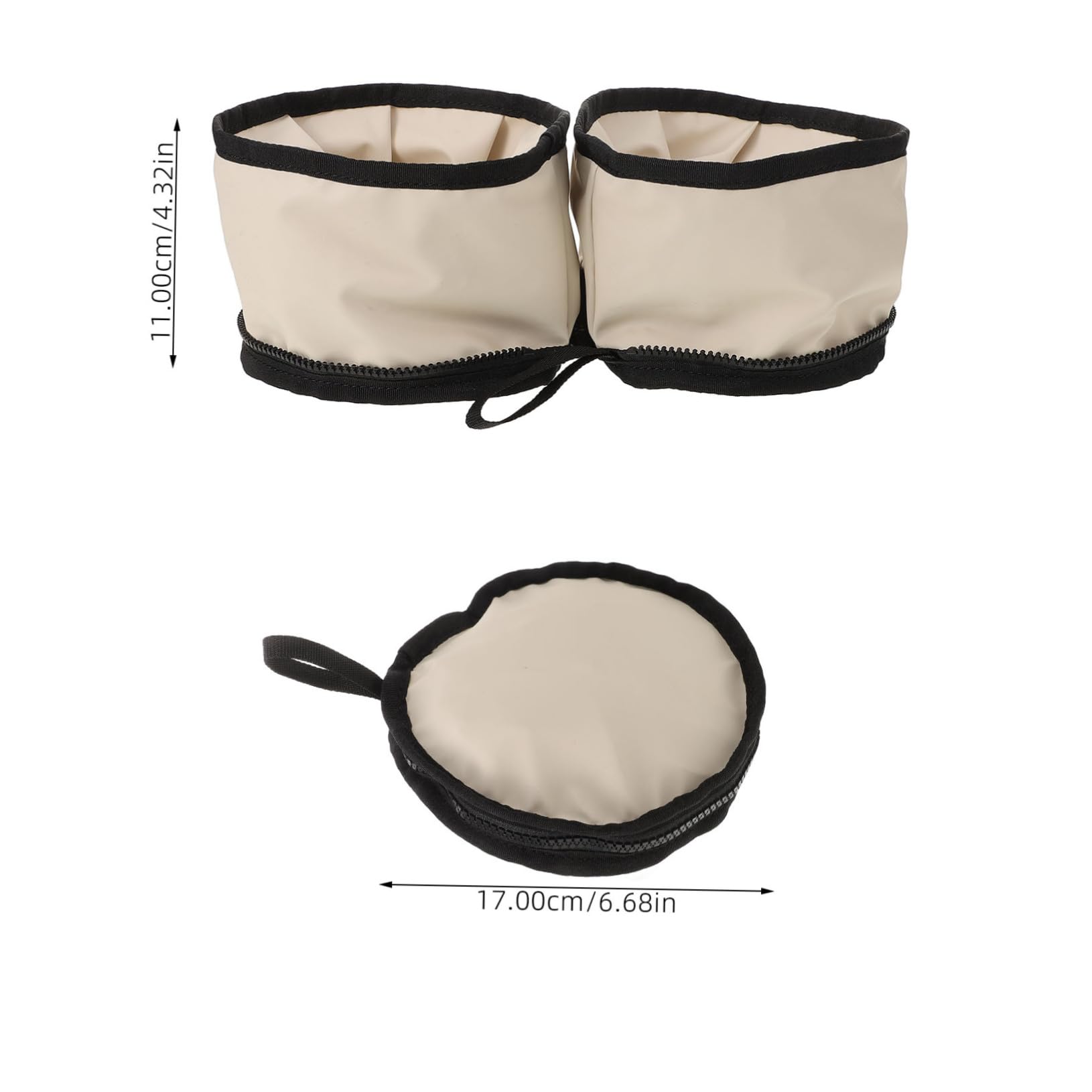 Happyyami Foldable Dog Bowl with Zipper Portable Oxford Cloth Pet Feeding Bowl for Travel Space Saving and Cats for Outdoor Adventures Height