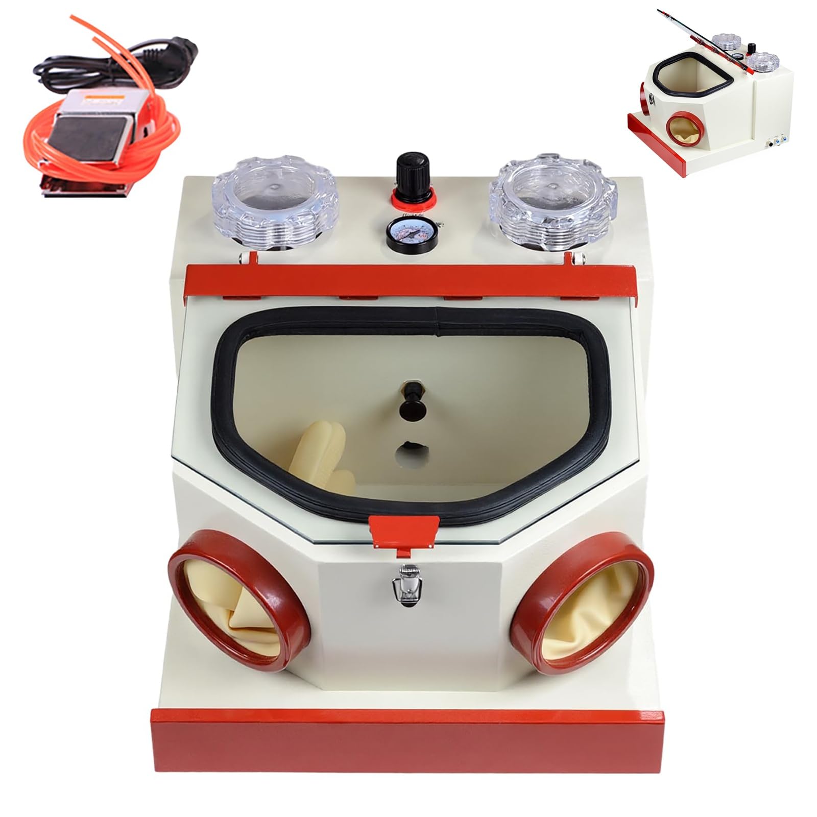 YXZYFPP Professional Electric Sandblaster with Foot Pedal Control & Large Viewing Window - Perfects for Lab & Industrial Sandblasting Applications
