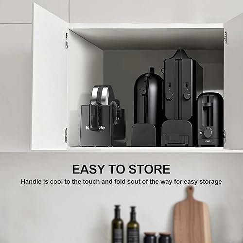 Miniatura 8 de Máquina de gofres belga giratoria, plancha para gofres abatible de 180, placa antiadherente, control de tostado ajustable, mango plegable al tacto,