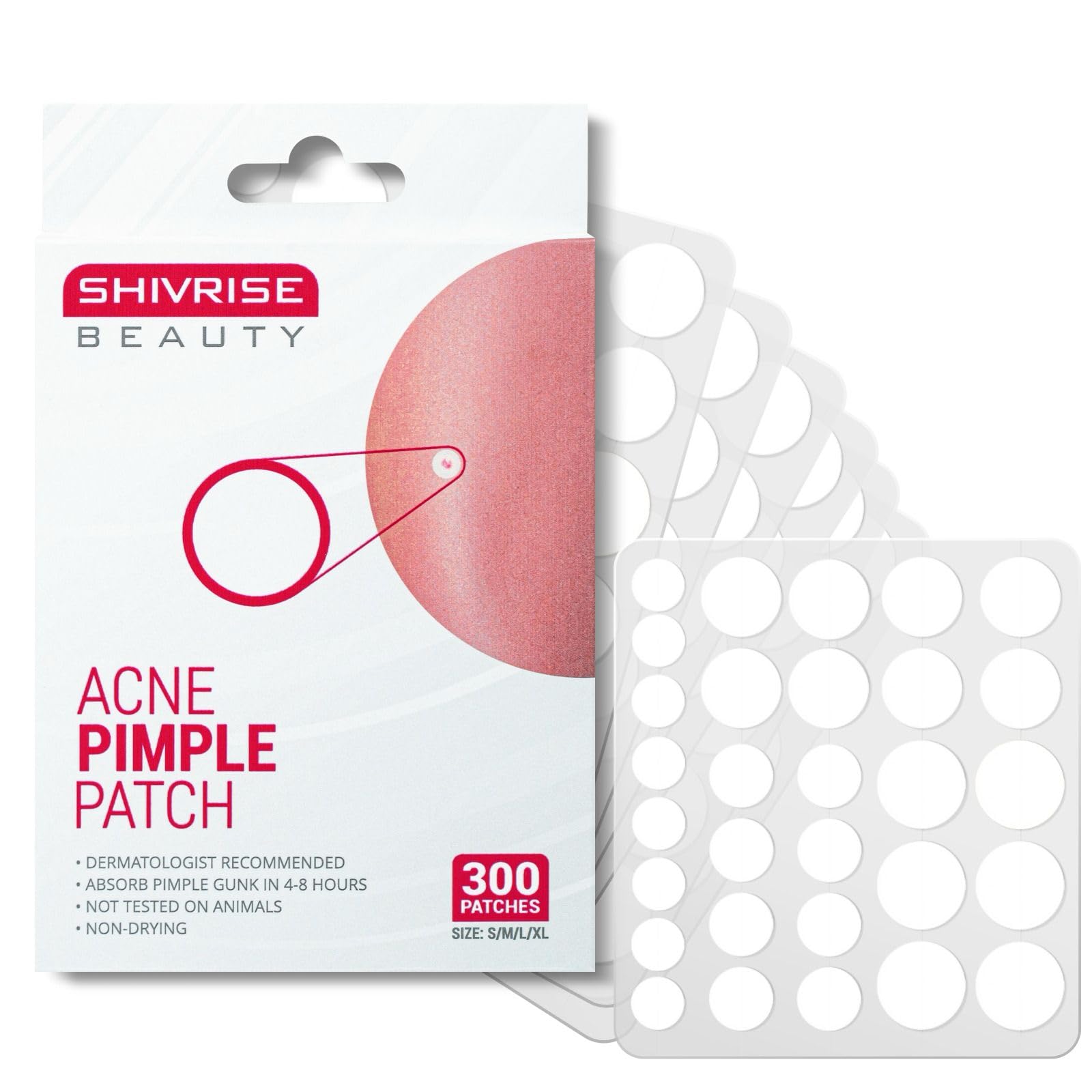 Pimple Patches for Face 300 Counts Hydrocolloid Acne Patches for Face Covering Blemishes Invisible Pimple Patches Round Shape