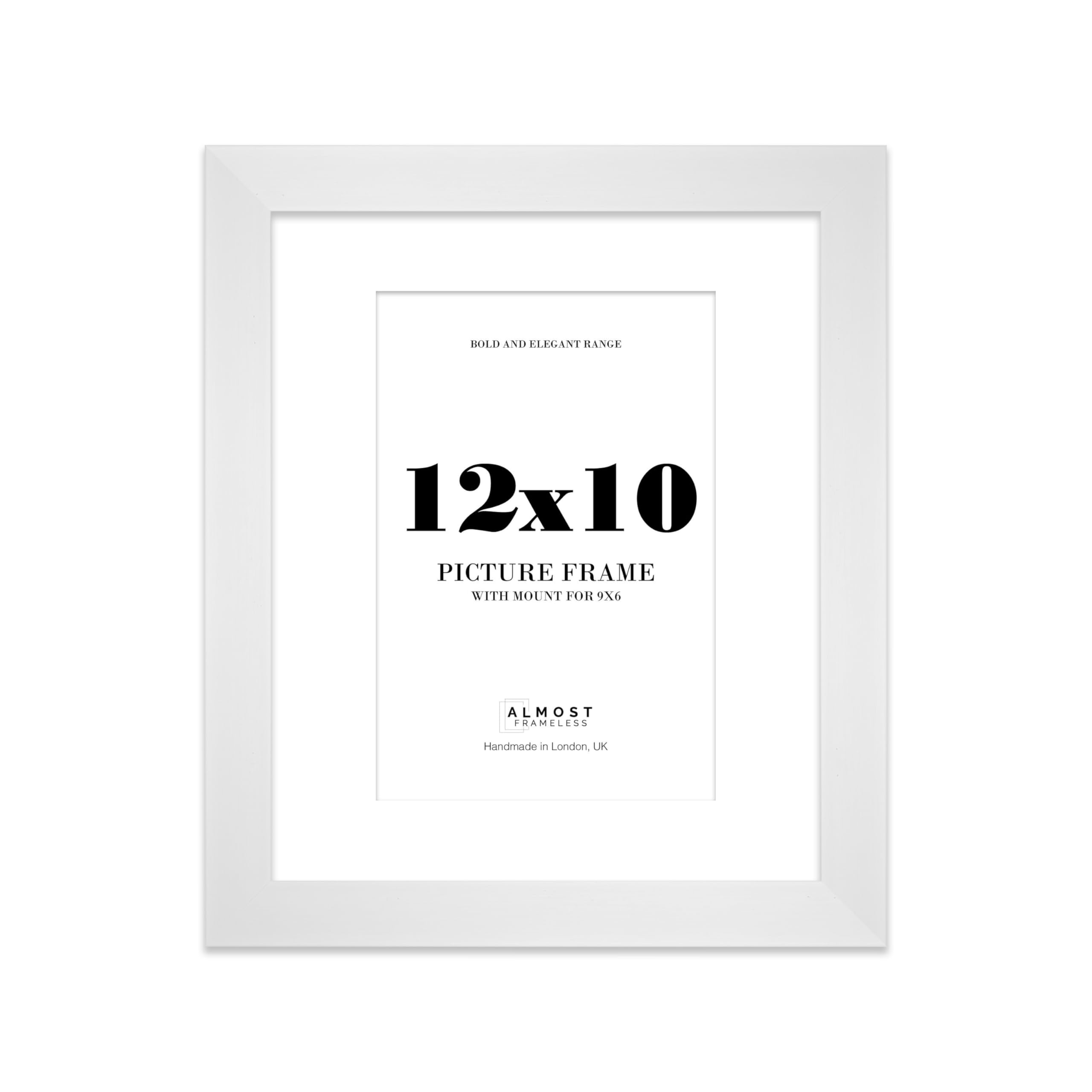 12x10 White Frame With Mount for 9x6 Pictures 28mm Edge Portrait and Landscape Display with Wall Hooks and Kickstand, 1 Pack — image 1