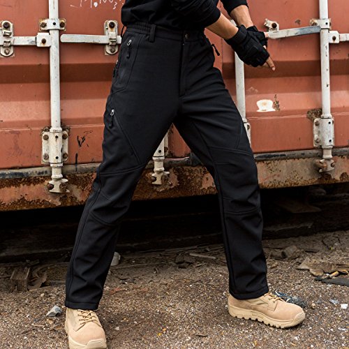 Pantalones de montaña cortavientos y térmicos con forro suave softshell 6
