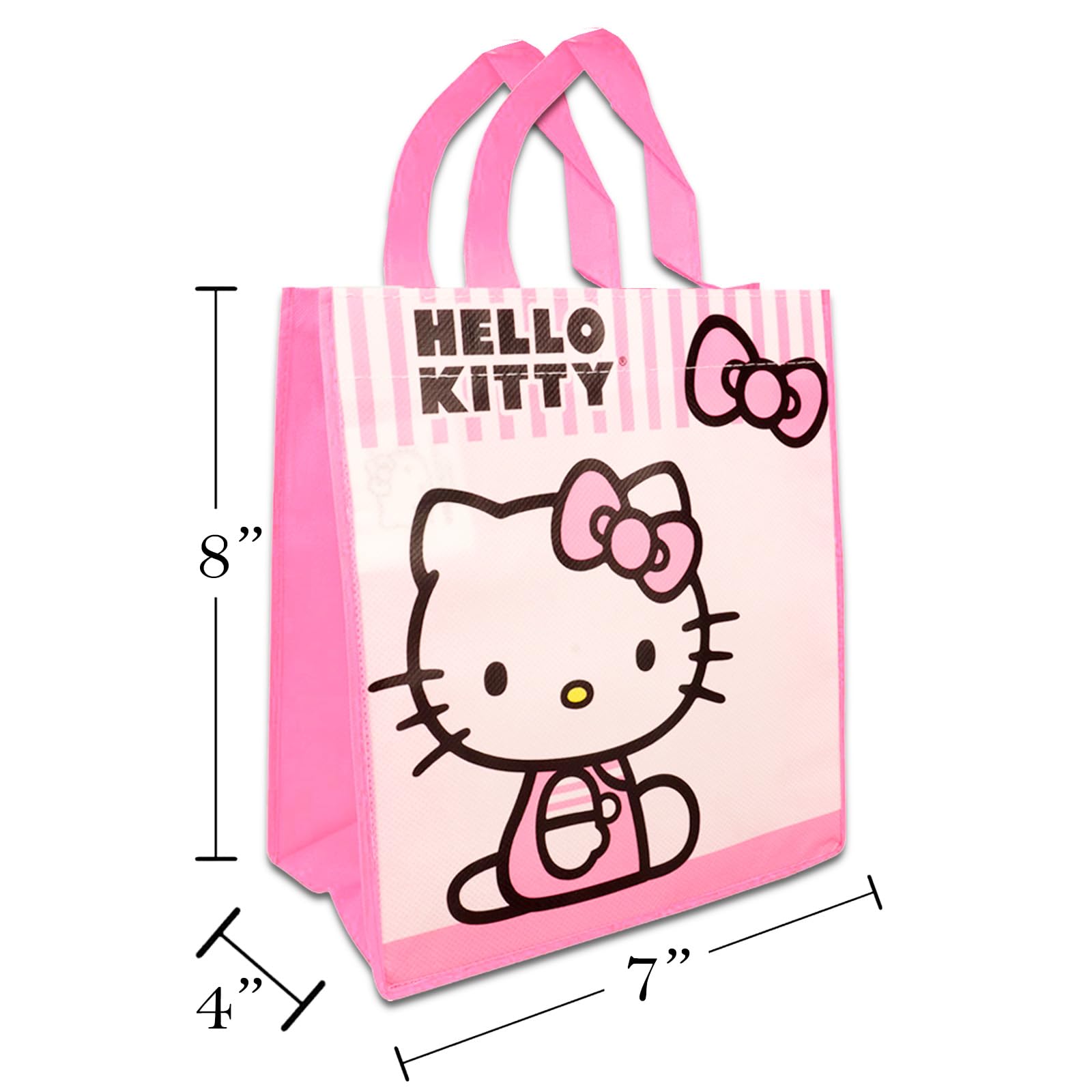 Hello Kitty Mini Party Favor Bag Set - Bundle with 12 Reusable 8" Hello Kitty Totes, Tattoos, Stickers and More | Birthday Party Supplies