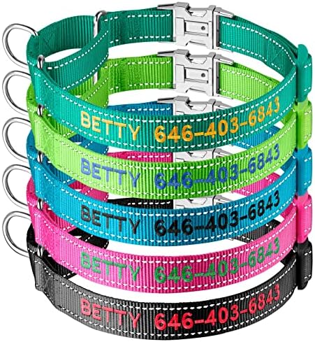 Personalized Martingale Dog Collar-Reflective Martingale Collars with Buckle, Custom Training Martingale Dog Collars Embroidered with Name and Phone Number for Small Medium Large Dogs