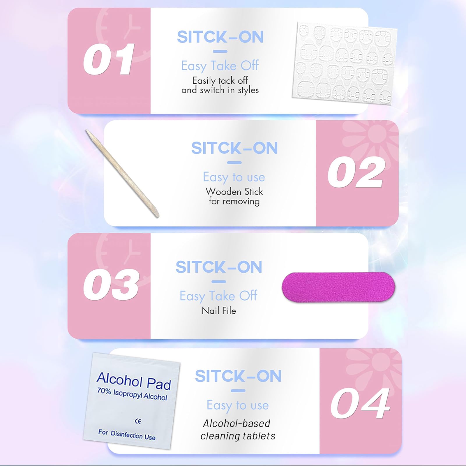 Set di 30 unghie finte da incollare a forma di mandorla corta e morbida rosa lucida, riutilizzabili, set da donna - 3