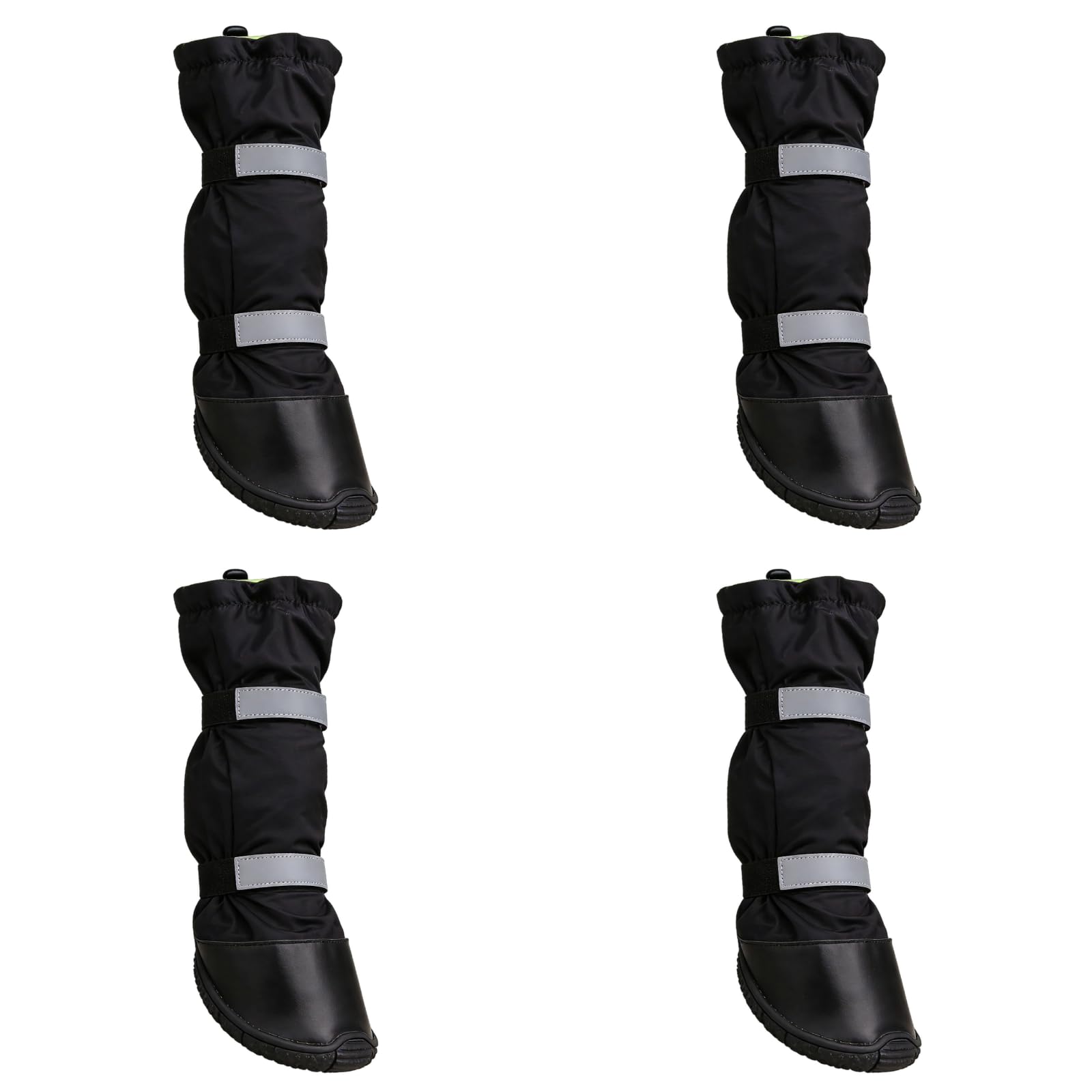 Buty dla średnich i dużych psów, czarne buty dla psów z przedłużonym mankietem, podwójne i odblaskowe paski, ochraniacze łap, na zimę, śnieg i deszcz, wodoodporne, 4 szt