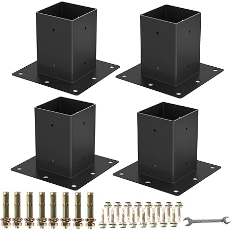 6 x 6 Post Base 4PCS,Inner Size 5.6"x5.6"Deck Post Base,Heavy Duty ...