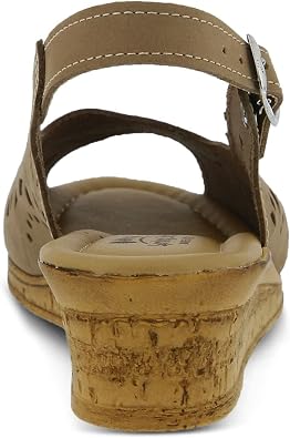 Spring Step Orella Slingback Sandals for Women - Leather Sandals with Adjustable Straps - Women's Sandals with Geometric Laser-Cut Detail